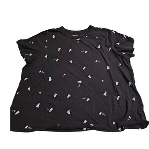 Old Navy Everywear Womens XL Black Ghost Boo Halloween Print Short Sleeve